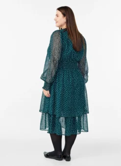Midikleid aus Chiffon mit Punktmuster