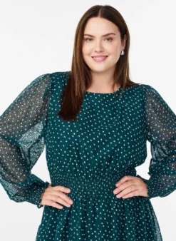 Midikleid aus Chiffon mit Punktmuster