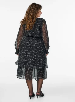 Midikleid aus Chiffon mit Punktmuster