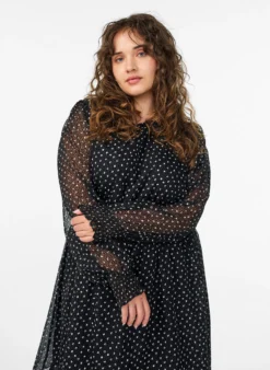 Midikleid aus Chiffon mit Punktmuster