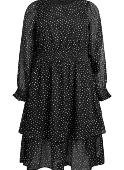 Midikleid aus Chiffon mit Punktmuster