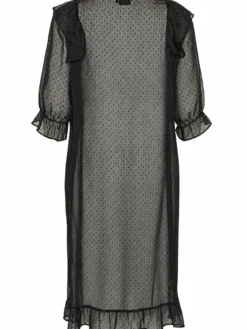 Midikleid aus einem leichten, transparenten Stoff mit Punkten und Rüschen