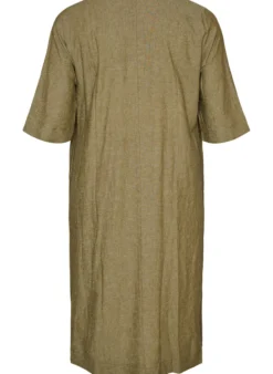 Midikleid aus Leinen und Viskose mit 1/2-Ärmeln