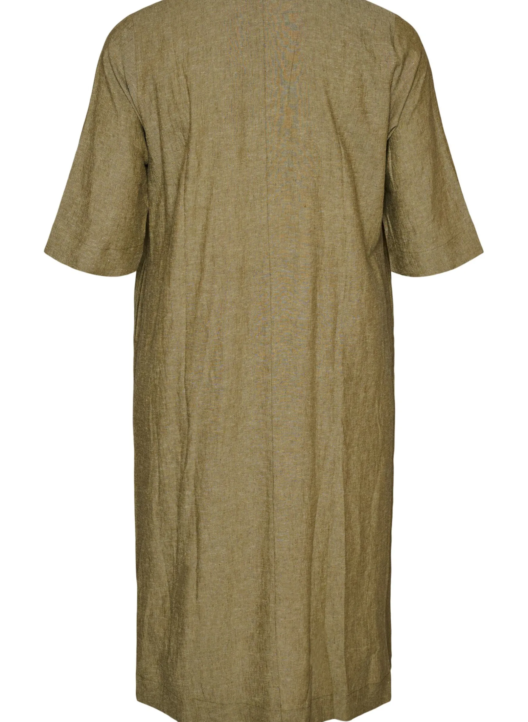 Midikleid aus Leinen und Viskose mit 1/2-Ärmeln