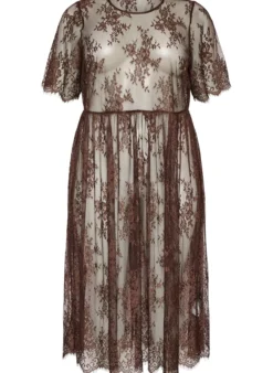 Midikleid aus transparenter Spitze mit kurzen Ärmeln