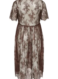 Midikleid aus transparenter Spitze mit kurzen Ärmeln