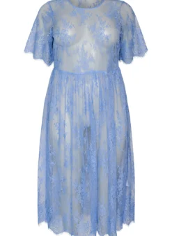 Midikleid aus transparenter Spitze mit kurzen Ärmeln