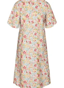 Midikleid aus Viskose mit geblümtem Muster und Rüschenkragen