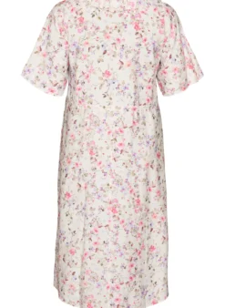 Midikleid aus Viskose mit geblümtem Muster und Rüschenkragen
