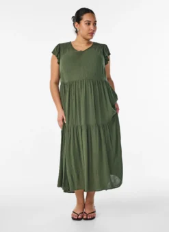 Midikleid aus Viskose mit Rüschenärmeln