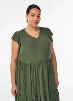 Midikleid aus Viskose mit Rüschenärmeln