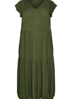 Midikleid aus Viskose mit Rüschenärmeln