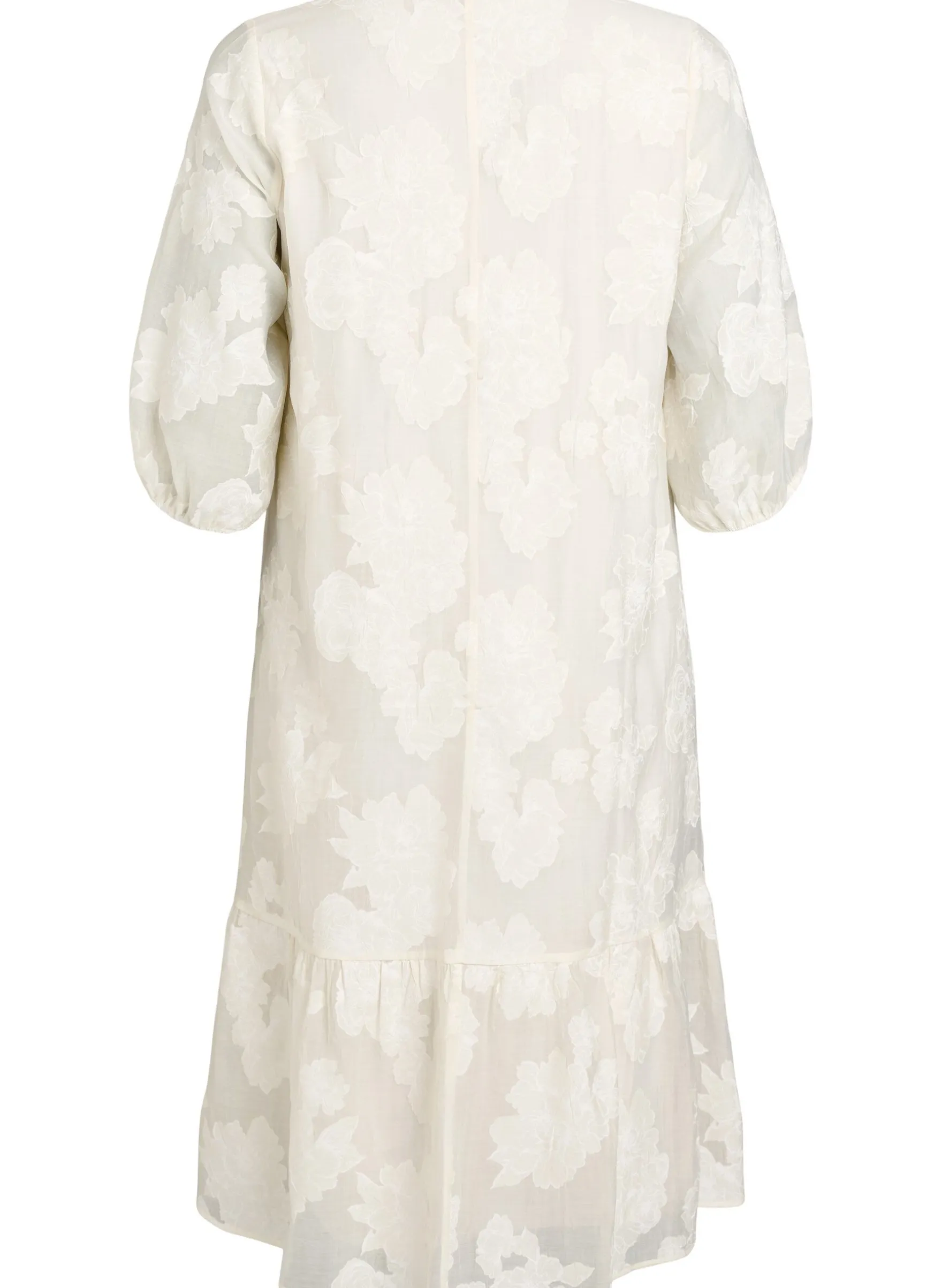 Midikleid mit Blumenprint und transparenten 3/4-Ärmeln