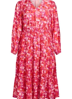 Midikleid mit buntem Blättermuster
