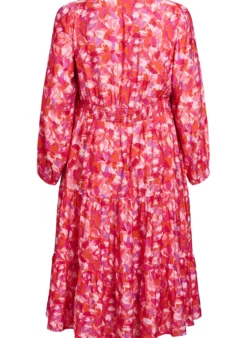 Midikleid mit buntem Blättermuster