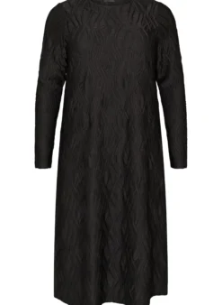 Midikleid mit gewellter Struktur und langen Ärmeln