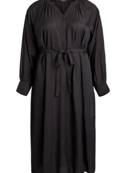 Midikleid mit Knopfleiste und Bindegürtel