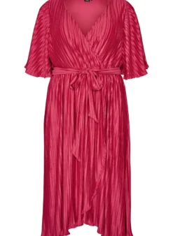 Midikleid mit Plisseefalten und Fledermausärmeln