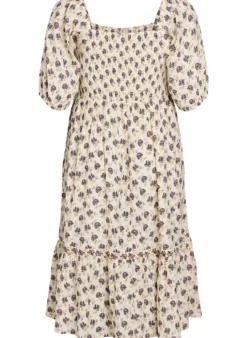 Midikleid mit Print und Smokdetails