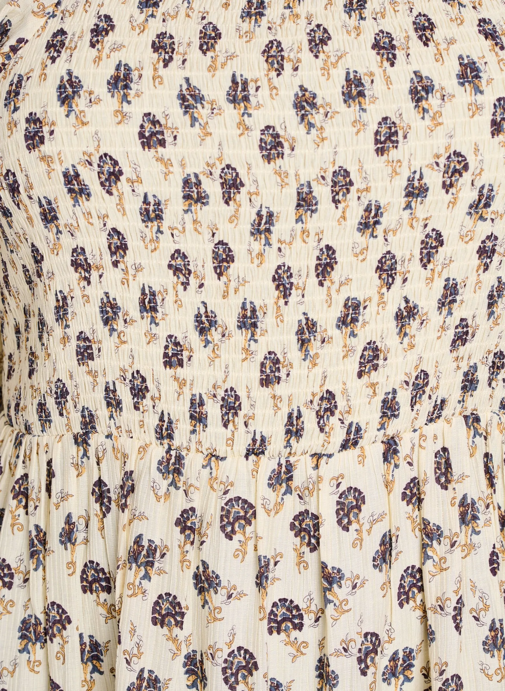 Midikleid mit Print und Smokdetails