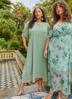 Midi-Kleid mit V-Ausschnitt und Bindeband