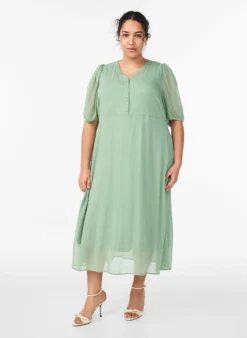 Midi-Kleid mit V-Ausschnitt und Bindeband