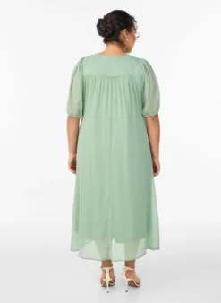 Midi-Kleid mit V-Ausschnitt und Bindeband