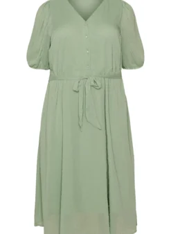 Midi-Kleid mit V-Ausschnitt und Bindeband