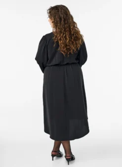 Midikleid mit Wickeloptik und Puffärmeln