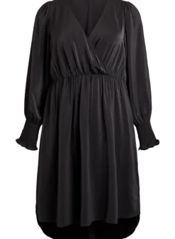 Midikleid mit Wickeloptik und Puffärmeln