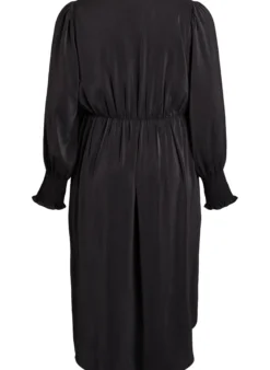 Midikleid mit Wickeloptik und Puffärmeln