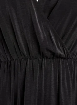 Midikleid mit Wickeloptik und Puffärmeln