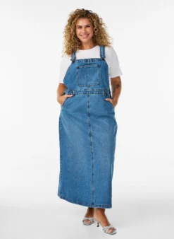 Midi-Latzkleid aus Denim