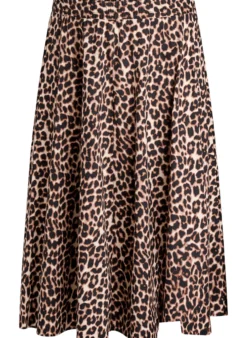 Midi-Rock in A-Linie mit Leo-Print