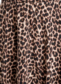 Midi-Rock in A-Linie mit Leo-Print