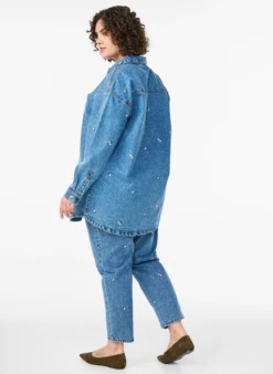Mille Mom Fit Jeans mit Stickerei