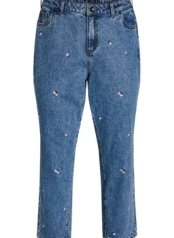 Mille Mom Fit Jeans mit Stickerei