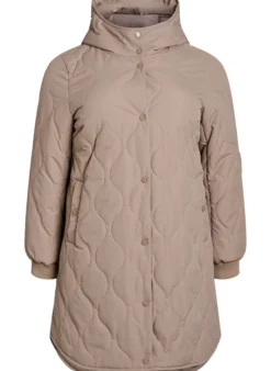 Mittellange Steppjacke mit Kapuze
