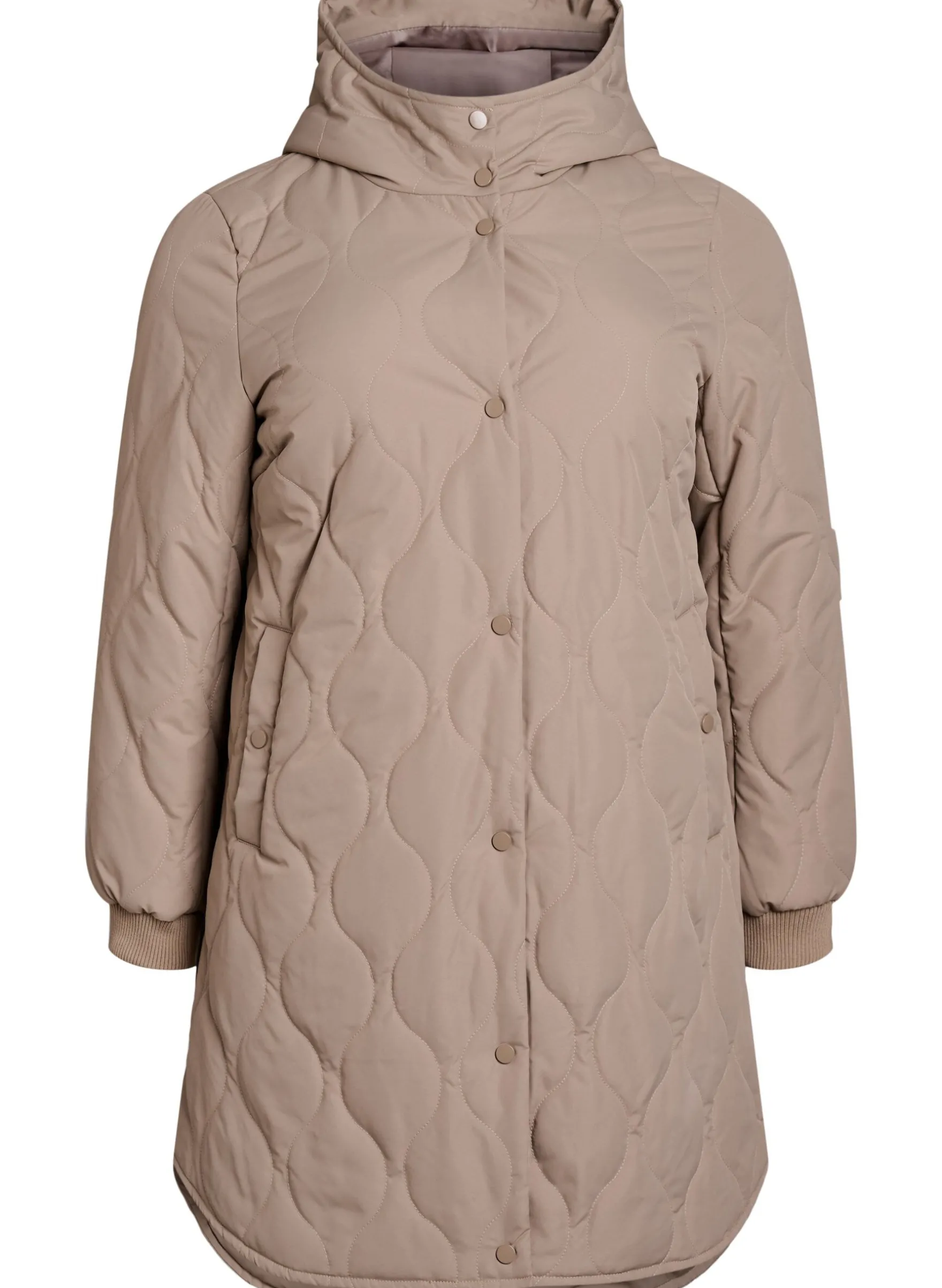 Mittellange Steppjacke mit Kapuze