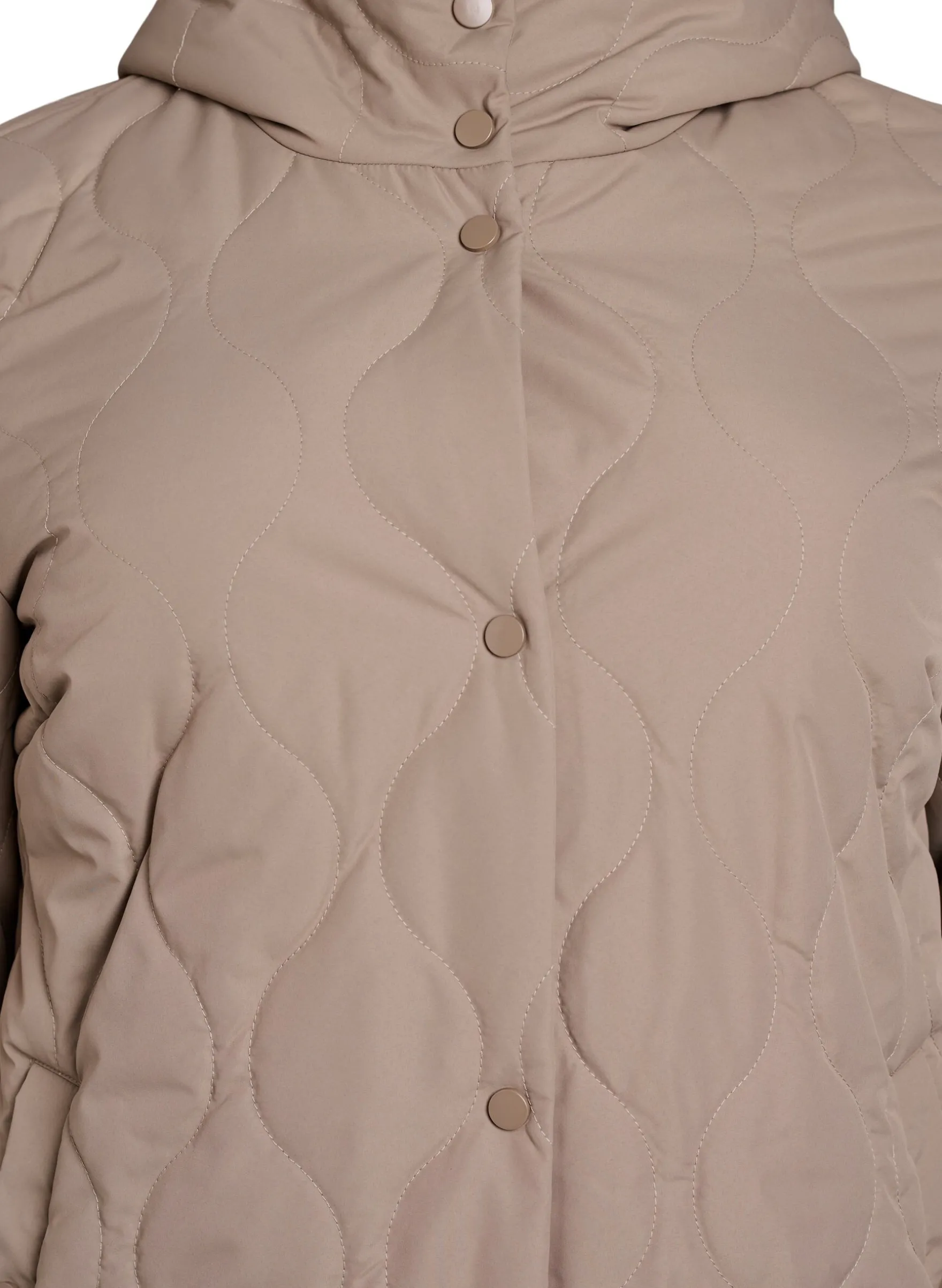 Mittellange Steppjacke mit Kapuze