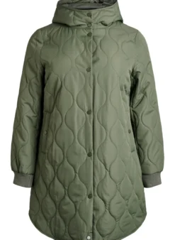 Mittellange Steppjacke mit Kapuze