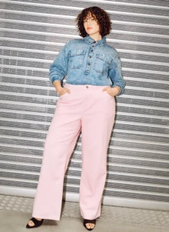 Myra Jeans aus farbigem Denim mit weiter Passform und strukturiertem Muster