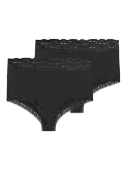 2-pack Hipster mit Spitzenbesatz und einer hohen Taille