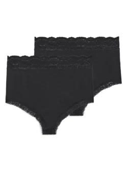 2-pack Hipster mit Spitzenbesatz und einer hohen Taille