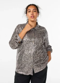Paillettenbluse mit langen Ärmeln