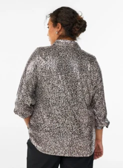Paillettenbluse mit langen Ärmeln