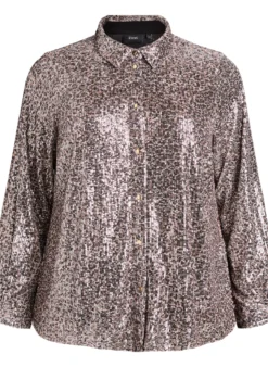 Paillettenbluse mit langen Ärmeln