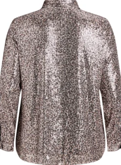 Paillettenbluse mit langen Ärmeln
