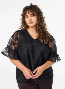 Partybluse in Organza-Optik mit Ton-in-Ton-Muster