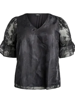Partybluse in Organza-Optik mit Ton-in-Ton-Muster